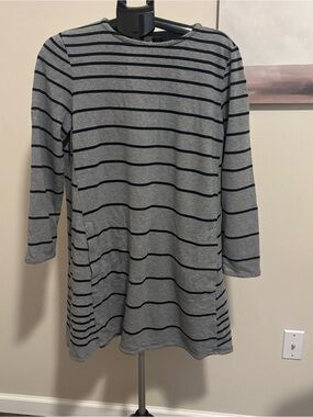 J. Jill Striped Long Sleeve Crewneck Tunic Soft Knit Pullover Sweater Size L